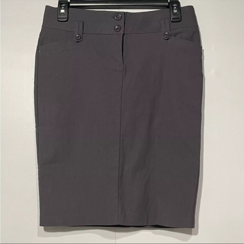Papaya Pencil Skirt Womens Medium Gray Pockets Back Slit Stretchy Office Career